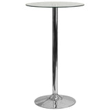 English Elm EE1538 Contemporary Commercial Grade Glass Bar Table Clear/Chrome EEV-12344