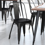 English Elm EE1541 Contemporary Commercial Grade Metal Colorful Restaurant Chair Black/Black EEV-12355