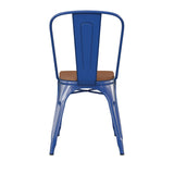 English Elm EE1541 Contemporary Commercial Grade Metal Colorful Restaurant Chair Blue/Teak EEV-12357