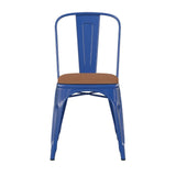 English Elm EE1541 Contemporary Commercial Grade Metal Colorful Restaurant Chair Blue/Teak EEV-12357