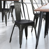 English Elm EE1541 Contemporary Commercial Grade Metal Colorful Restaurant Chair Black-Antique Gold/Black EEV-12358