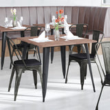 English Elm EE1541 Contemporary Commercial Grade Metal Colorful Restaurant Chair Black-Antique Gold/Black EEV-12358