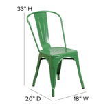 English Elm EE1541 Contemporary Commercial Grade Metal Colorful Restaurant Chair Green/Teak EEV-12359