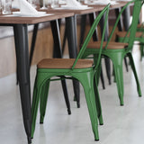 English Elm EE1541 Contemporary Commercial Grade Metal Colorful Restaurant Chair Green/Teak EEV-12359