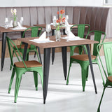 English Elm EE1541 Contemporary Commercial Grade Metal Colorful Restaurant Chair Green/Teak EEV-12359