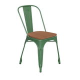 English Elm EE1541 Contemporary Commercial Grade Metal Colorful Restaurant Chair Green/Teak EEV-12359