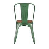 English Elm EE1541 Contemporary Commercial Grade Metal Colorful Restaurant Chair Green/Teak EEV-12359