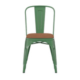 English Elm EE1541 Contemporary Commercial Grade Metal Colorful Restaurant Chair Green/Teak EEV-12359