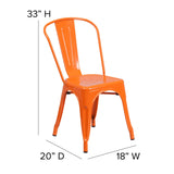 English Elm EE1541 Contemporary Commercial Grade Metal Colorful Restaurant Chair Orange/Teak EEV-12360