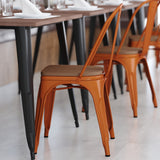 English Elm EE1541 Contemporary Commercial Grade Metal Colorful Restaurant Chair Orange/Teak EEV-12360