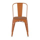 English Elm EE1541 Contemporary Commercial Grade Metal Colorful Restaurant Chair Orange/Teak EEV-12360