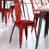 English Elm EE1541 Contemporary Commercial Grade Metal Colorful Restaurant Chair Red/Red EEV-12361