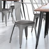 English Elm EE1541 Contemporary Commercial Grade Metal Colorful Restaurant Chair Silver/Gray EEV-12362