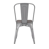 English Elm EE1541 Contemporary Commercial Grade Metal Colorful Restaurant Chair Silver/Gray EEV-12362