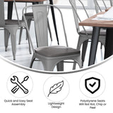 English Elm EE1541 Contemporary Commercial Grade Metal Colorful Restaurant Chair Silver/Gray EEV-12362