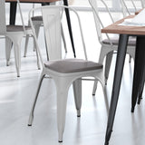 English Elm EE1541 Contemporary Commercial Grade Metal Colorful Restaurant Chair White/Gray EEV-12363