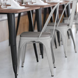 English Elm EE1541 Contemporary Commercial Grade Metal Colorful Restaurant Chair White/Gray EEV-12363