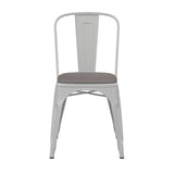 English Elm EE1541 Contemporary Commercial Grade Metal Colorful Restaurant Chair White/Gray EEV-12363