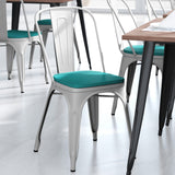 English Elm EE1541 Contemporary Commercial Grade Metal Colorful Restaurant Chair White/Mint Green EEV-12364