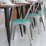 English Elm EE1541 Contemporary Commercial Grade Metal Colorful Restaurant Chair White/Mint Green EEV-12364