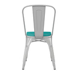 English Elm EE1541 Contemporary Commercial Grade Metal Colorful Restaurant Chair White/Mint Green EEV-12364