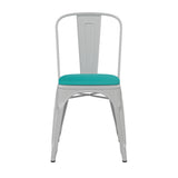 English Elm EE1541 Contemporary Commercial Grade Metal Colorful Restaurant Chair White/Mint Green EEV-12364