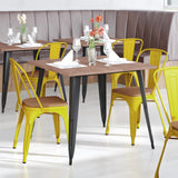 English Elm EE1541 Contemporary Commercial Grade Metal Colorful Restaurant Chair Yellow/Teak EEV-12365