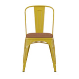 English Elm EE1541 Contemporary Commercial Grade Metal Colorful Restaurant Chair Yellow/Teak EEV-12365