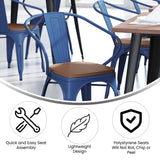 English Elm EE1544 Contemporary Commercial Grade Metal Colorful Restaurant Chair Blue/Teak EEV-12386