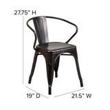 English Elm EE1543 Contemporary Commercial Grade Metal Colorful Restaurant Chair Black-Antique Gold EEV-12377