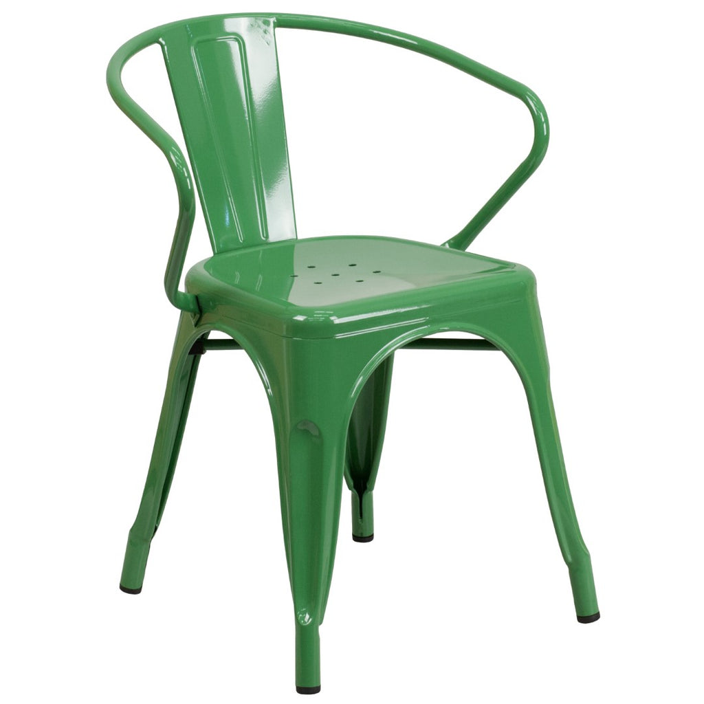 English Elm EE1543 Contemporary Commercial Grade Metal Colorful Restaurant Chair Green EEV-12378