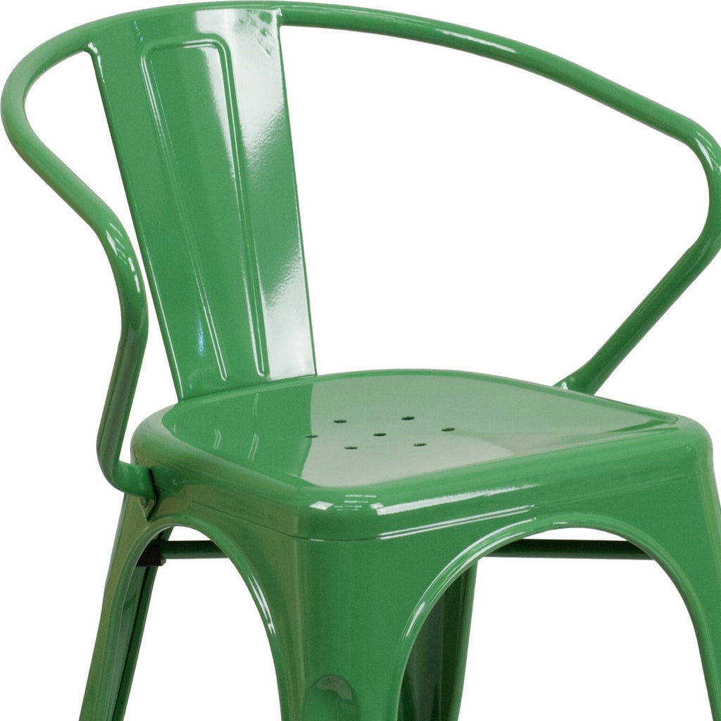 English Elm EE1543 Contemporary Commercial Grade Metal Colorful Restaurant Chair Green EEV-12378