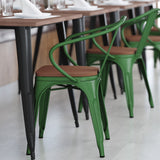 English Elm EE1544 Contemporary Commercial Grade Metal Colorful Restaurant Chair Green/Teak EEV-12387