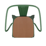 English Elm EE1544 Contemporary Commercial Grade Metal Colorful Restaurant Chair Green/Teak EEV-12387