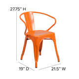 English Elm EE1544 Contemporary Commercial Grade Metal Colorful Restaurant Chair Orange/Teak EEV-12388