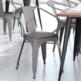 English Elm EE1544 Contemporary Commercial Grade Metal Colorful Restaurant Chair Silver/Gray EEV-12390