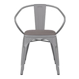 English Elm EE1544 Contemporary Commercial Grade Metal Colorful Restaurant Chair Silver/Gray EEV-12390