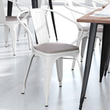 English Elm EE1544 Contemporary Commercial Grade Metal Colorful Restaurant Chair White/Gray EEV-12391
