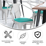 English Elm EE1544 Contemporary Commercial Grade Metal Colorful Restaurant Chair White/Mint Green EEV-12392