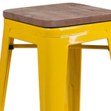 English Elm EE1551 Industrial Commercial Grade Metal/Wood Colorful Restaurant Counter Stool Yellow EEV-12460