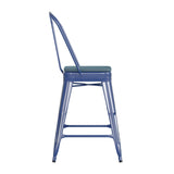 English Elm EE1548 Contemporary Commercial Grade Metal Colorful Restaurant Counter Stool Blue/Teal-Blue EEV-12426