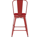 English Elm EE1548 Contemporary Commercial Grade Metal Colorful Restaurant Counter Stool Red/Red EEV-12429