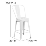 English Elm EE1548 Contemporary Commercial Grade Metal Colorful Restaurant Counter Stool White/Gray EEV-12432