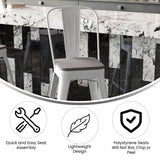 English Elm EE1548 Contemporary Commercial Grade Metal Colorful Restaurant Counter Stool White/Gray EEV-12432