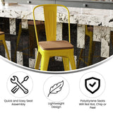 English Elm EE1548 Contemporary Commercial Grade Metal Colorful Restaurant Counter Stool Yellow/Teak EEV-12433