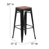 English Elm EE1557 Industrial Commercial Grade Metal/Wood Colorful Restaurant Barstool Black EEV-12510