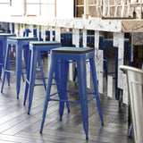 English Elm EE1556 Industrial Commercial Grade Metal Colorful Restaurant Barstool Blue/Teal-Blue EEV-12503