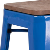 English Elm EE1557 Industrial Commercial Grade Metal/Wood Colorful Restaurant Barstool Blue EEV-12511