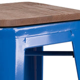 English Elm EE1557 Industrial Commercial Grade Metal/Wood Colorful Restaurant Barstool Blue EEV-12511