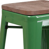 English Elm EE1557 Industrial Commercial Grade Metal/Wood Colorful Restaurant Barstool Green EEV-12513